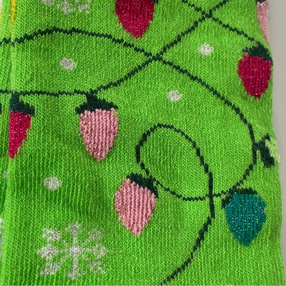 Christmas Tree Lights Socks Crew NWT Green OSFM Colorful New Adult Bulbs - Picture 9 of 13